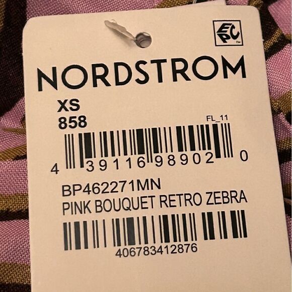 BP Nordstrom NWT Pink Bouquet Retro Zevra Top XS‎ - Picture 4 of 5